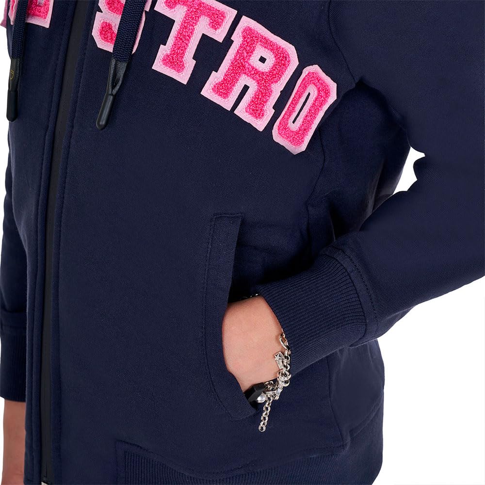 Felpa unisex per bambini con cappuccio e full zip in morbido e fresco cotone con scritta effetto spugna 12 anni