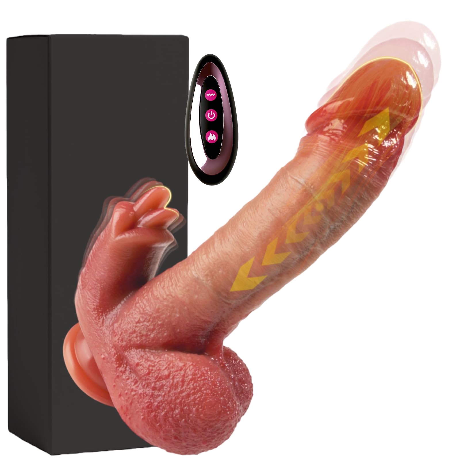 Dildo Vibratoreper Donna Vibratore Anale Stimolatore Clitoride Femminile Sexytoysys Dildo Anale Dildos Realistico Vibrante con 9 Vibrazione 3 Spinta 3 Rotazione e Riscaldamento, Color Carne