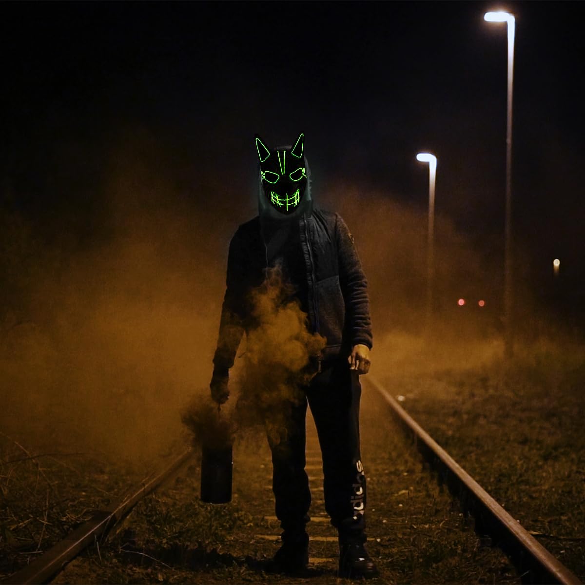 Abaodam Purge Mask LED Light Up Mask LED Halloween Scary for Carnival Cosplay Costume Scary Full for Men Women Light Up Party - Image 3