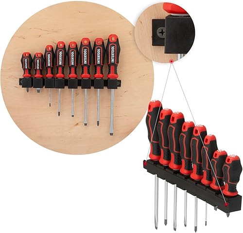 Miniatura 4 de INTERTOOL Juego de destornilladores magnéticos con acero de grado de impacto S2 y asas ergonómicas de agarre de cojín, 8 piezas, estante de montaje