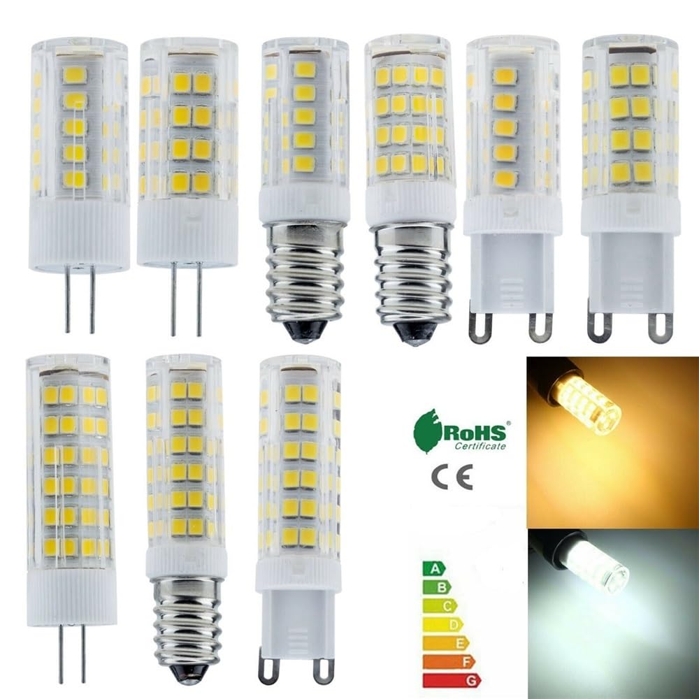 HHF Illuminazione domestica, Confezione da 30, Lampadina LED a Mais AC220V G4/G9/E14 Mini Lampada in Ceramica SMD2835 33/51/75 Lampada LED in Cristallo(Warm White,G4 51LED)