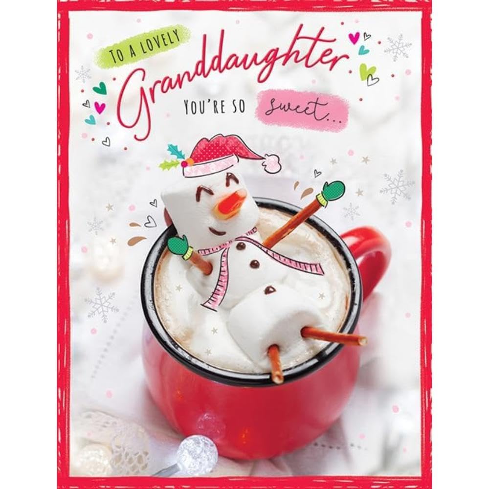 Christmas Card, Granddaughter, Marshmallows - 8 x 6 inches - Piccadilly Greetings