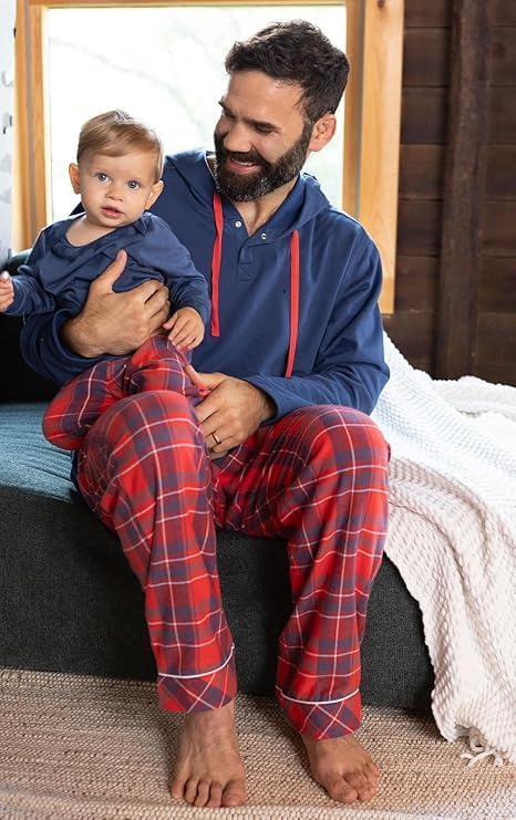 PajamaGram Family Pajamas Matching Sets - Family PJs, Red & Blue Plaid, Men 3XL - Image 2