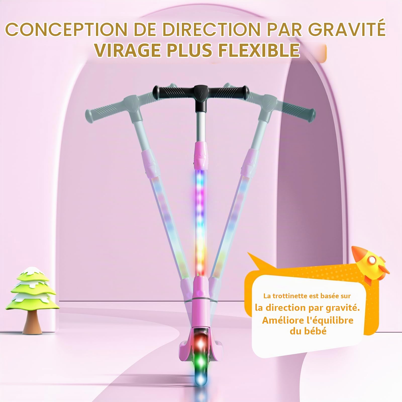 SISIGAD Trottinette électrique pour Enfants de 6 à 10 Ans, 5,3 ", avec lumières LED Clignotantes et 3 hauteurs réglables, Moteur de 45 W, Charge maximale : 70 kg