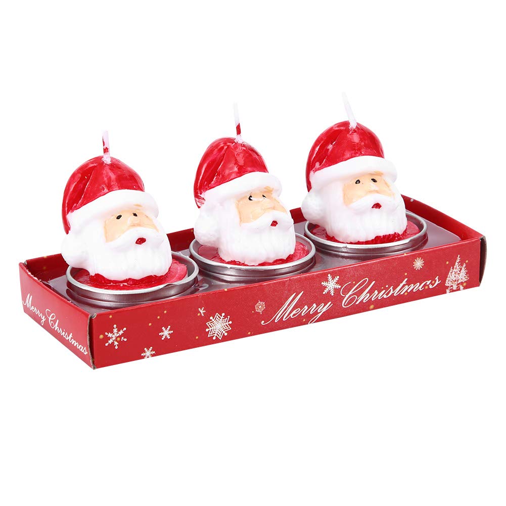 Restokki 2 Box Santa Claus Head Shaped Candle Decorative Tealight Room Table Party Ornament Christmas Decoration
