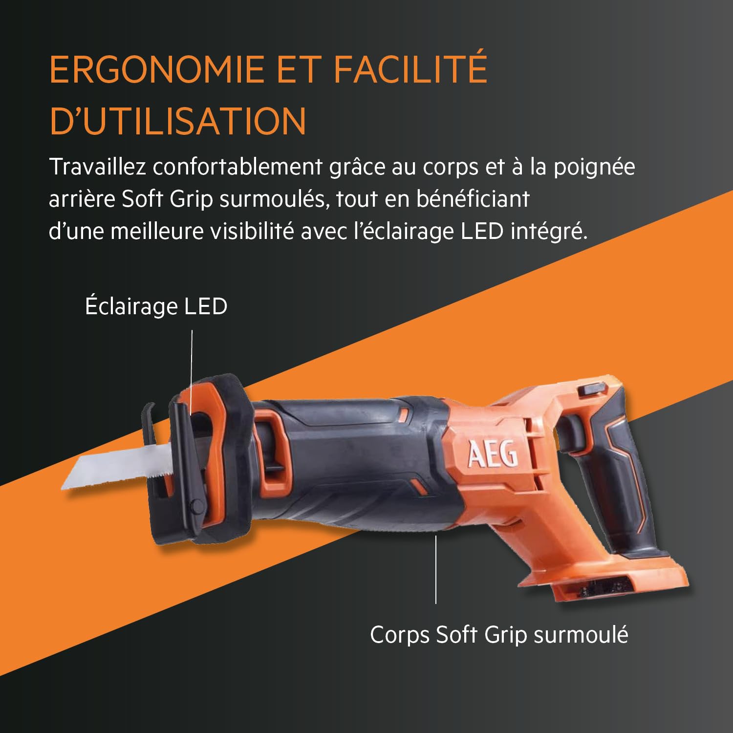 AEG - Scie Sabre 18V PRO18V (Sans Batterie) - Moteur Quadripolaire - Course de Lame 28 mm - 3000 cps/min - Changement de Lame Fixtec Facile - BUS 18C2