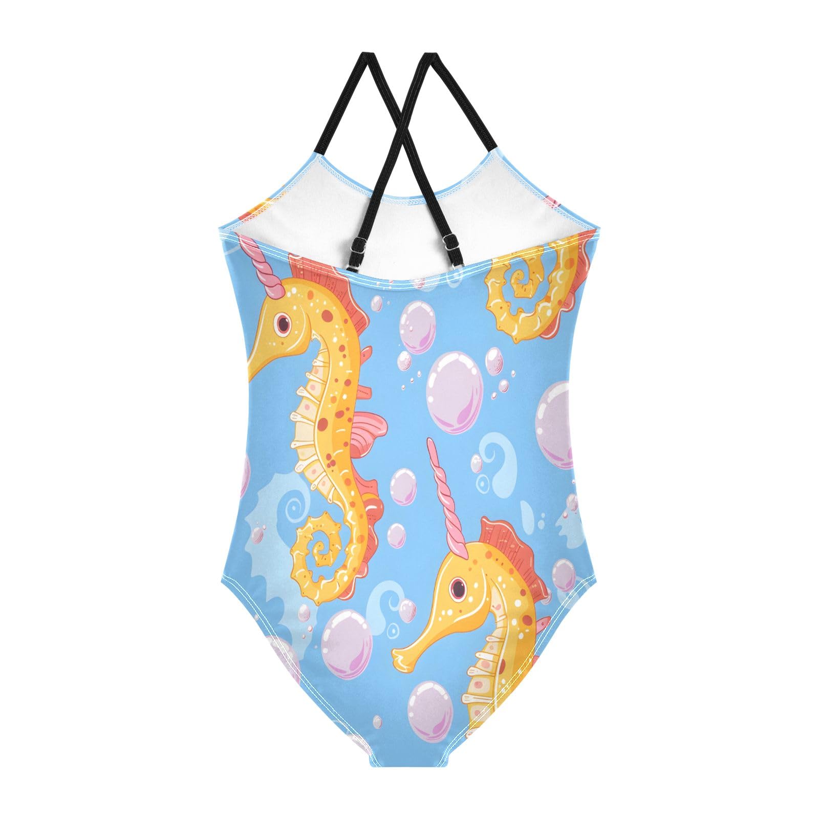Seahorse Bubble Girls One-Piece Swimsuit Beach Bathing Suit