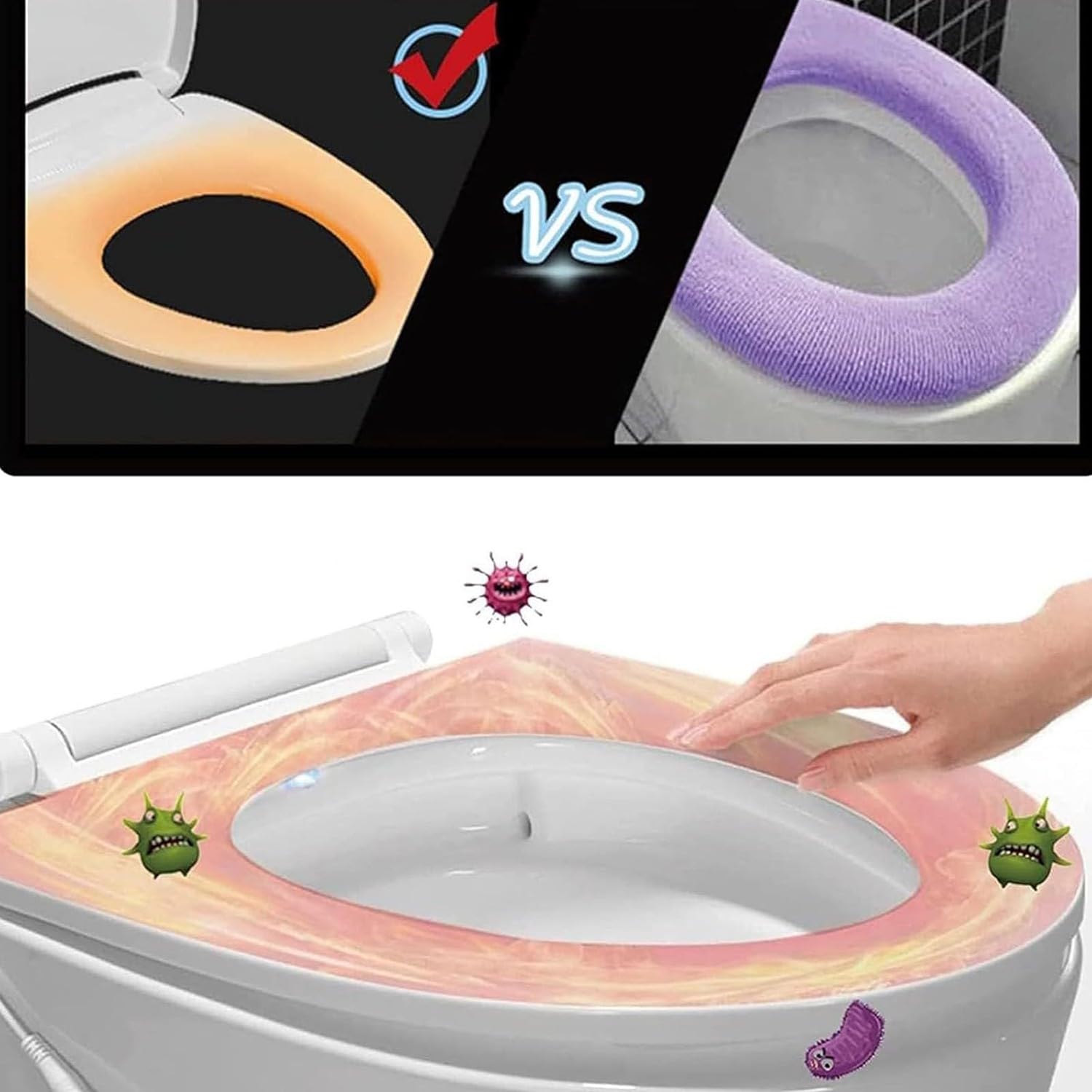 Sedile WC riscaldato intelligente, sedile elettrico per bidet con temperatura regolabile, design a forma di D, chiusura ammortizzata, copriwater intelligente, sedile WC elettronico per il massimo
