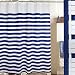 MangGou Fabric Shower Curtain,Nautical Stripes Shower Curtain Liner,Waterproof Polyester Bathroom Curtain With 12 Hooks,Mildew resistant,Machine Washable,Navy Blue and White,72 x 72 inch