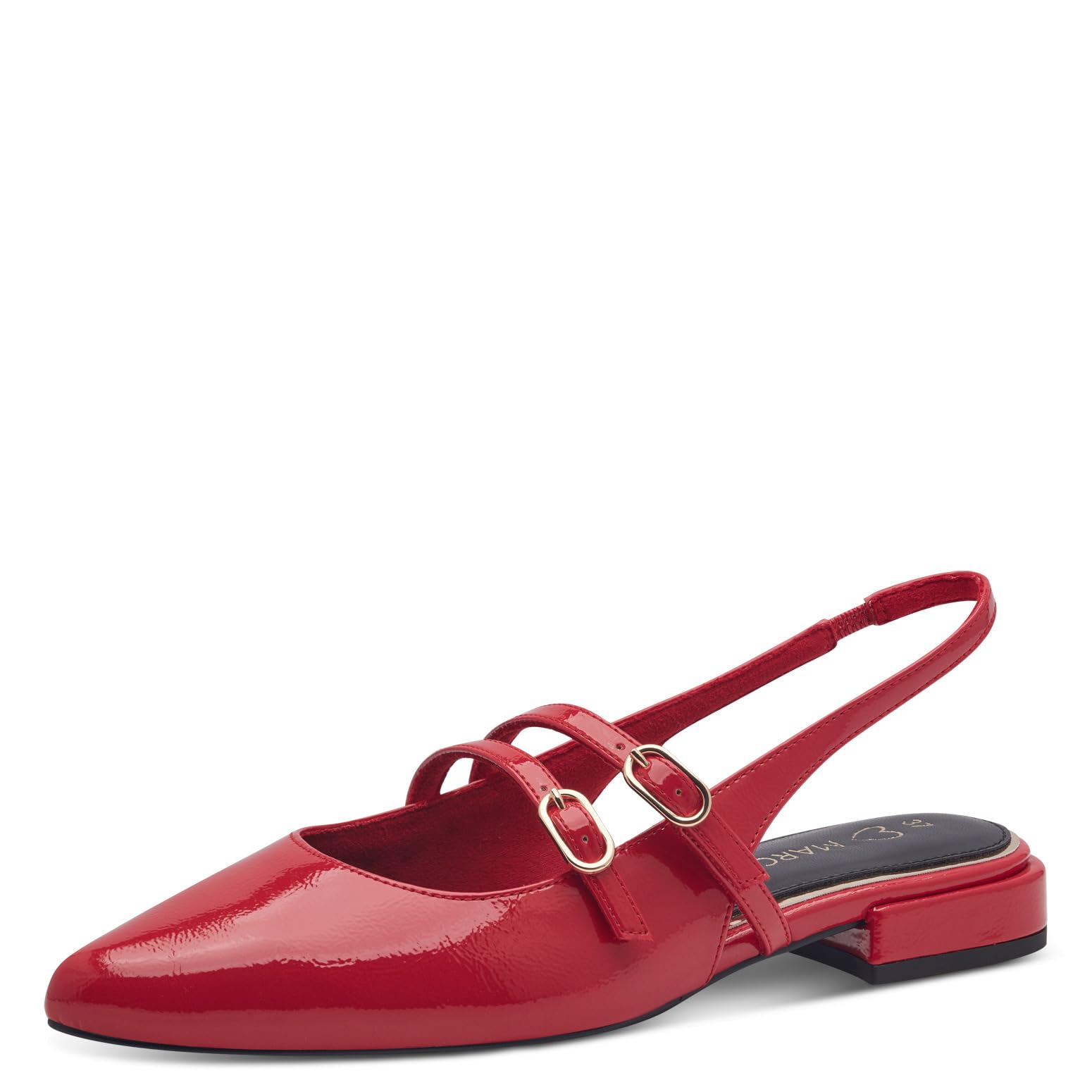 MARCO TOZZI Women Ballet Flats Soft Feel Me Footbed Soft Lining Vegan Pointed, red (RED Patent), 7 UK