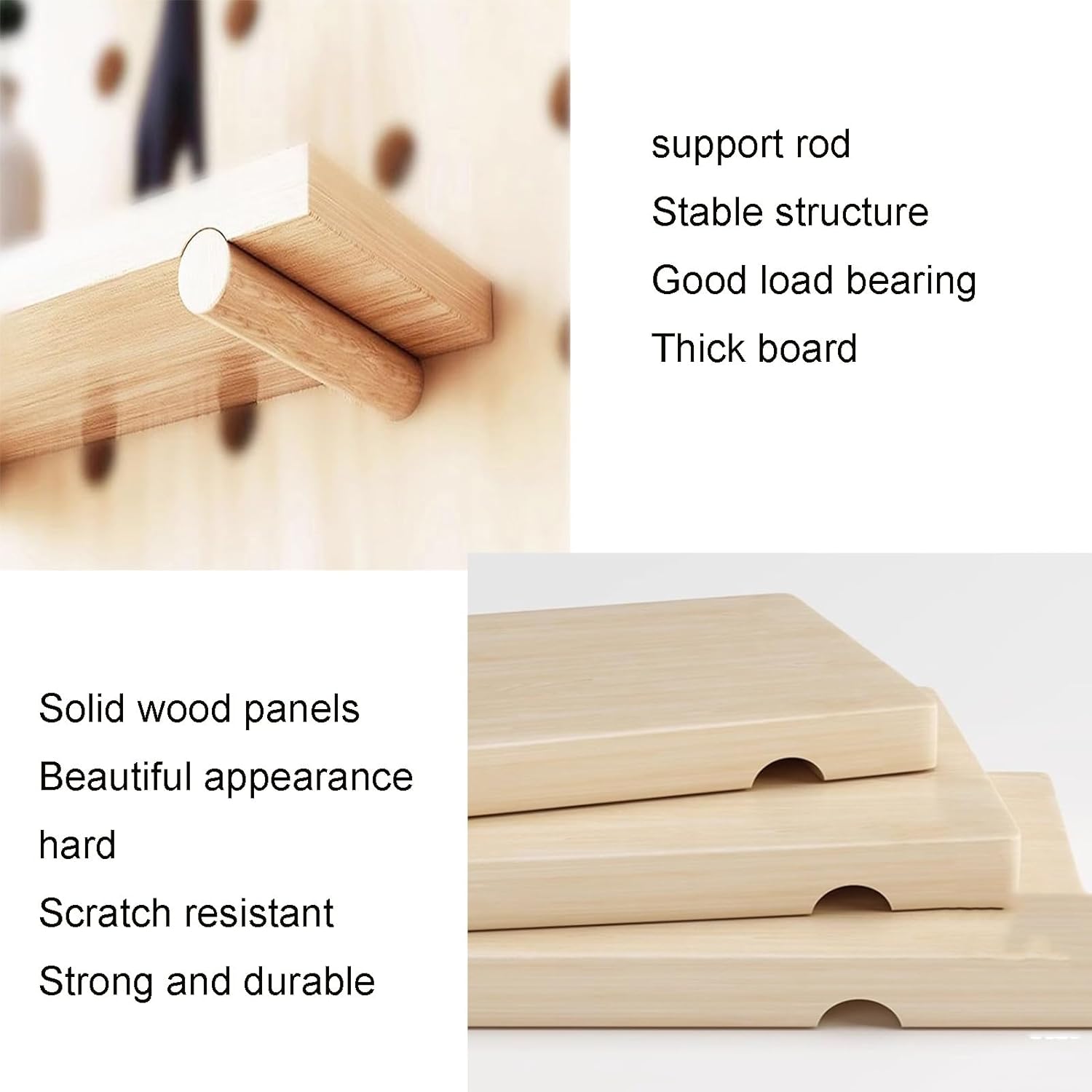 Wall Mounted Storage Pegboard,Pegboard Panels,Pegboard, Modular Grid Organizer Kit, Wall Mount DIY Pegboard, Living Room Ornaments Display Divider for Workbench Shop (Color : Natural, Size :