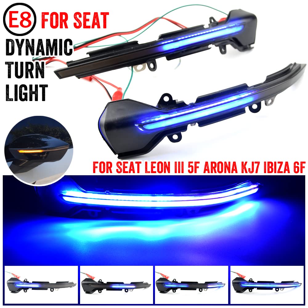 QKLsudua 2pcs LED Dynamic Turn Signal Light Assembly Side Mirror Sequential Blinker Lamp Compatible with S-eat L-eon 5F 2013-2018, I-biza KJ 2018 up, A-rona 2017 up