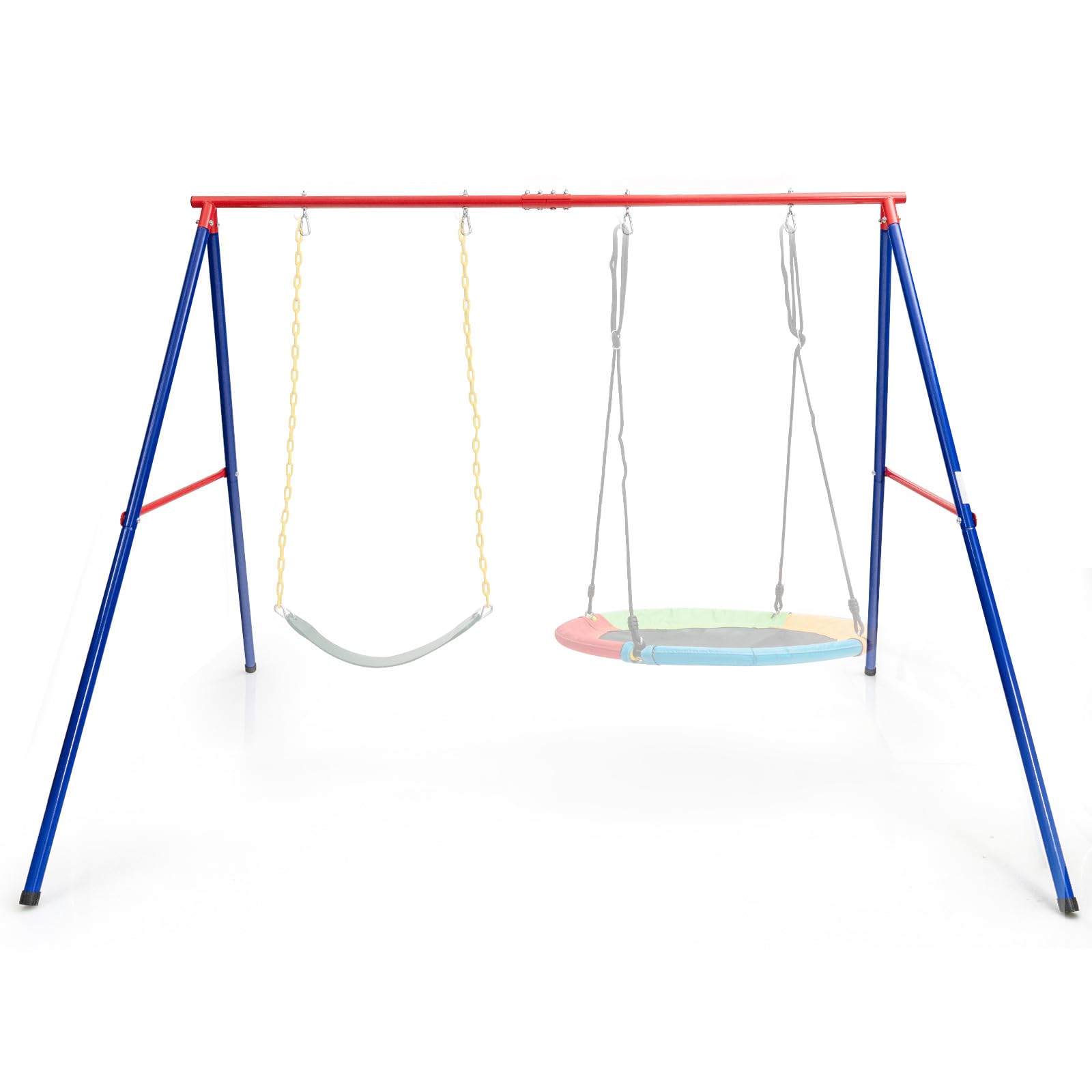 GOPLUS Portique Balançoire Exterieur, Cadre Support de Nid d’Oiseaux pour Adulte et Enfant,Portique Balancoire 2 Places Charge 300KG(Rouge, sans Balançoire)