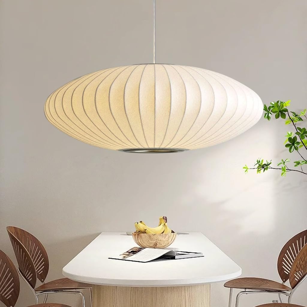 NOCHX Creative Wabi-Sabi Pendant Light Silk Fabric Lampshade Modern Pendant Lamp E27 Linen Hanging Lamp Pumpkin Shape Medieval Chandelier Living Room Bedroom Dining Room Kitchen Ceiling Light Fixtures
