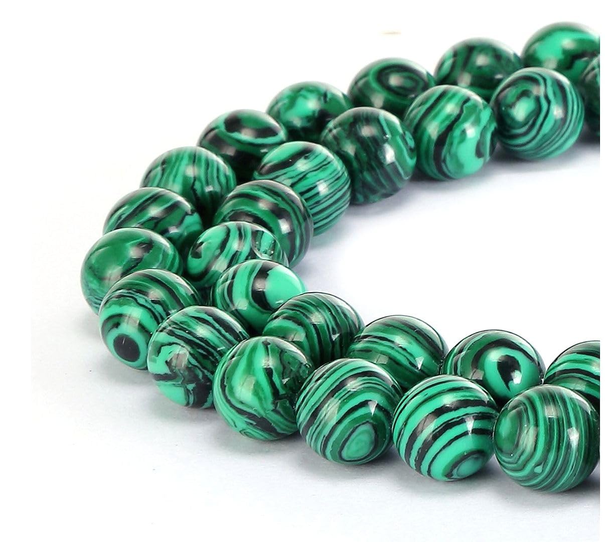 70pcs Synthetic Green Malachite Gemstone 10mm Round Beads