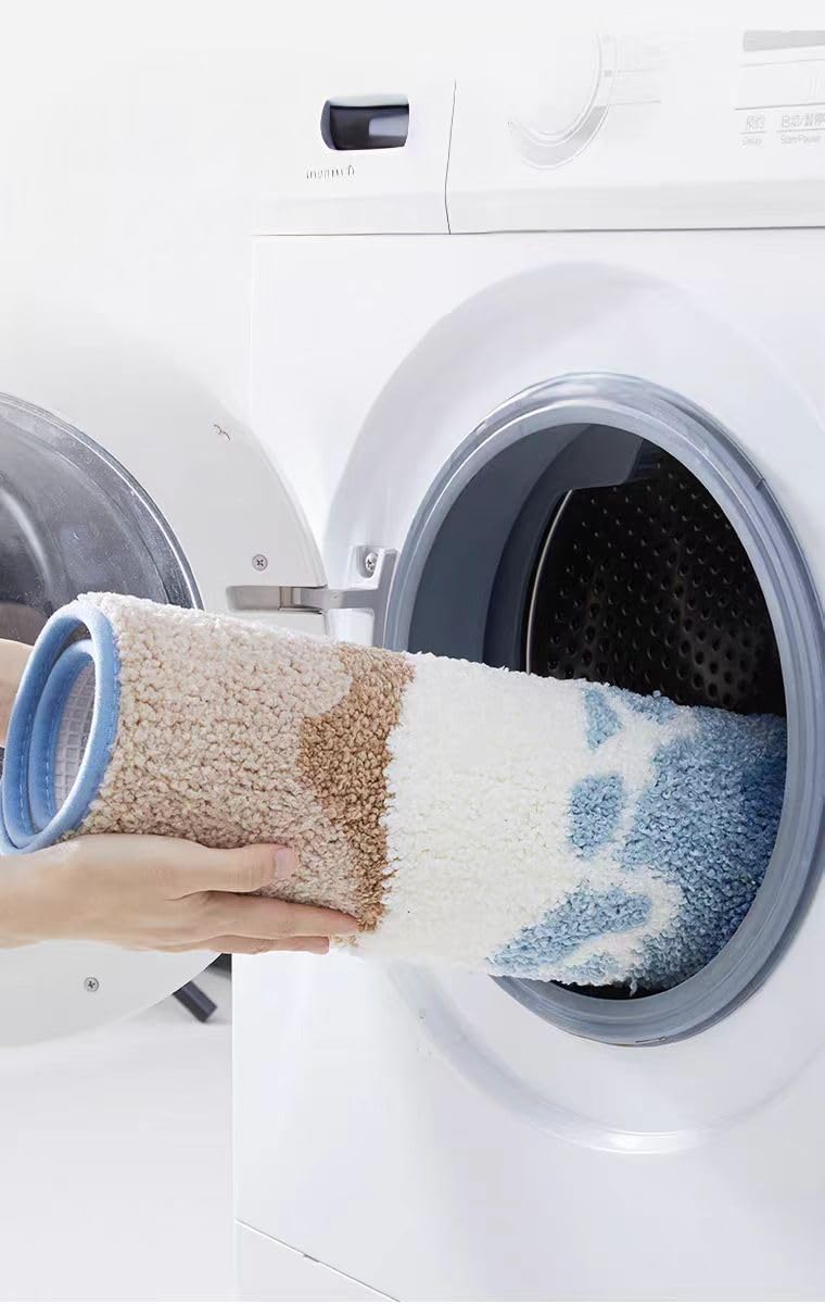 Alfombra de baño azul con diseño de olas oceánicas, antideslizante, lavable, para dormitorio, baño, pasillo, decoración del hogar, tapete de interior para ducha (A, 0,5 x 0,8 m)