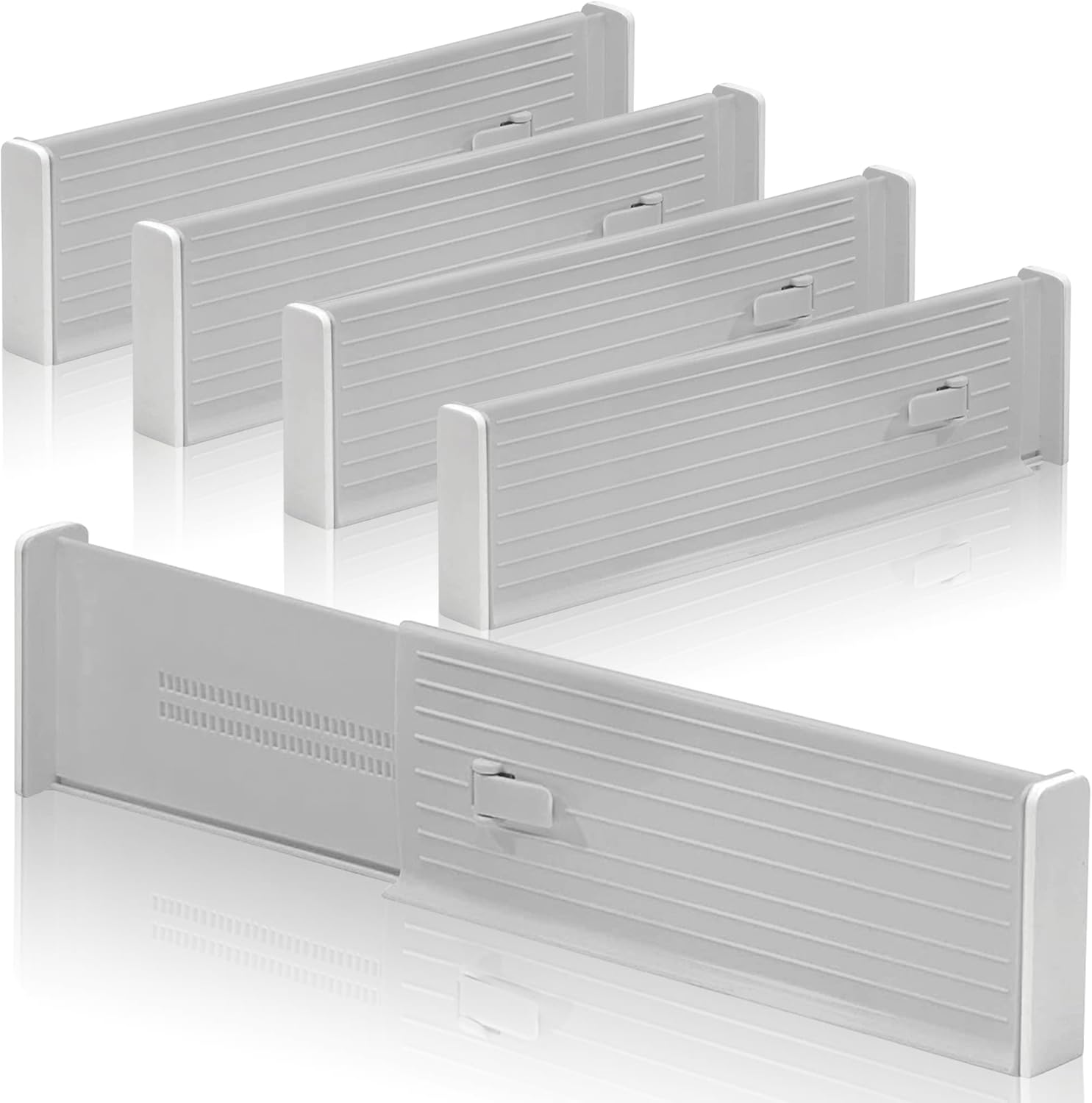 Lighterday 4Pack Adjustable Drawer Dividers,Expandable Plastic Kitchen