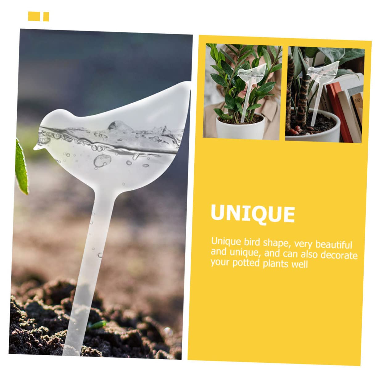 Toyvian 4 Ensembles Système Darrosage Automatique pour Plantes Pot Bulbes Transparents Durable Design Oiseau Décoratif pour Intérieur Et Extérieur Débit 5 Pièces * 4
