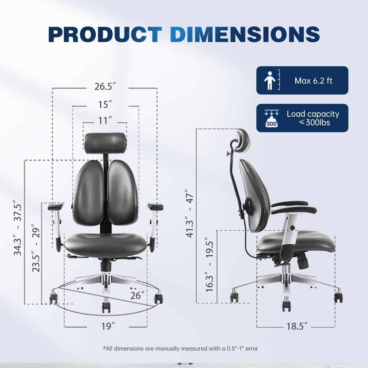Ergonomic Office Chair with Lumbar Support, 360° Rotation, Memory Foam Cushion, and Adjustable Features for Ultimate Comfort During Gaming, Work, and Study Max Black