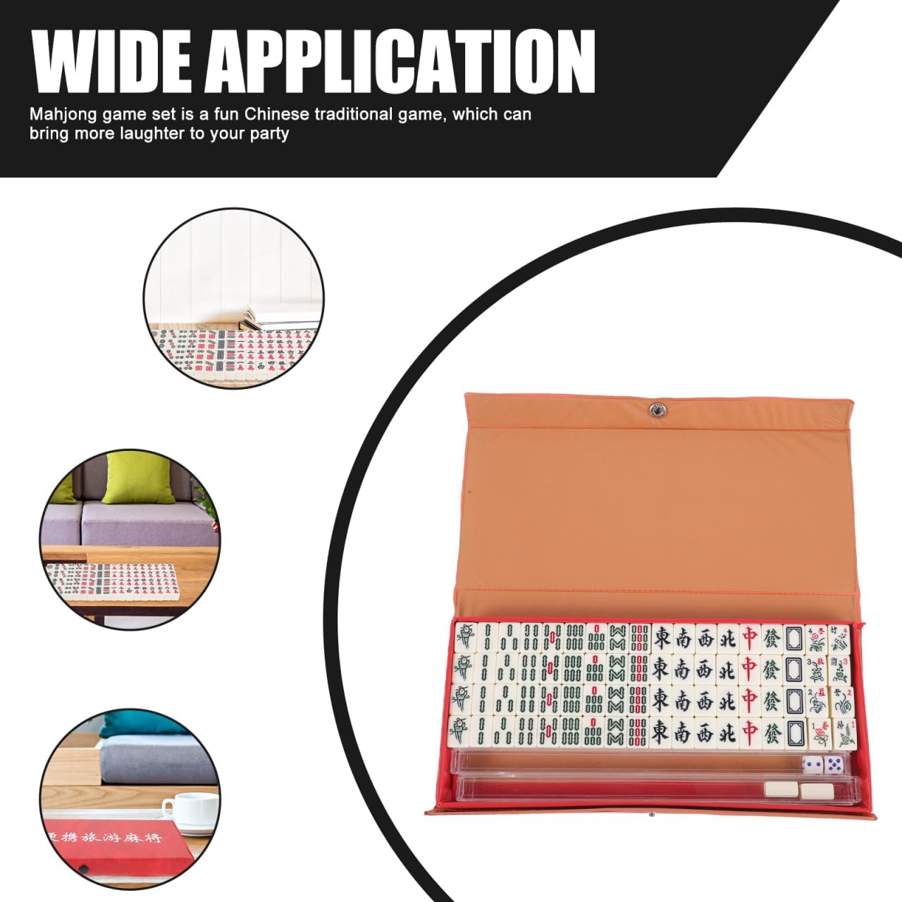 Abaodam Mini Mahjong Set Portable Travel Mahjong Game with 146 Tiles, Compact Tile Rack and Carrying Case for Family Party Gatherings and Outdoor Entertainment Board Game