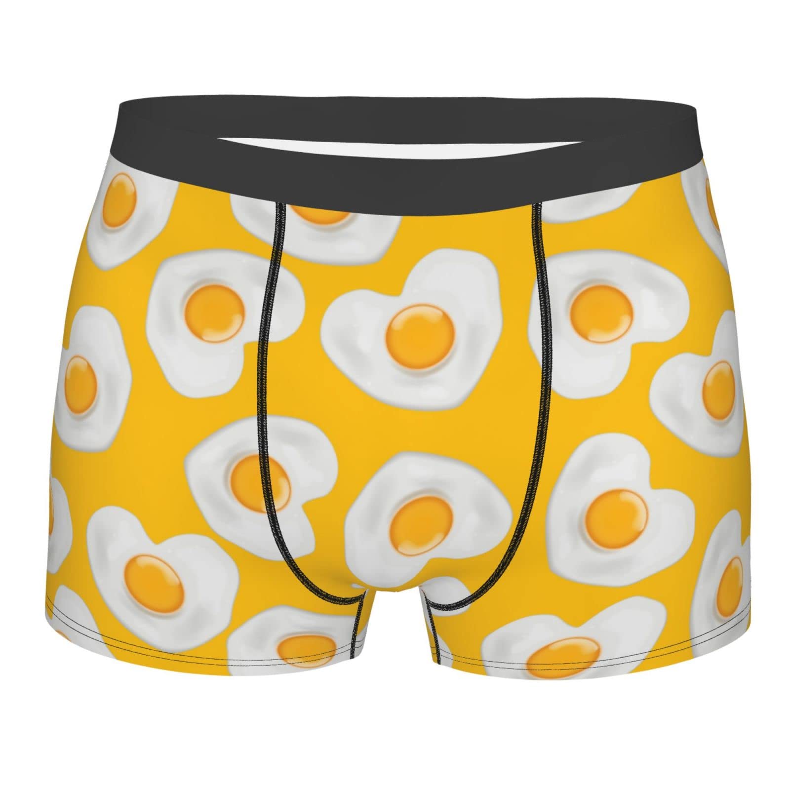 Aooedm Men's Yellow Love Fried Eggs Boxer Briefs Octopus Boxer Shorts Soft Breathable Stretch Wide Waistband Underwear Trunks With Bulge Pouch For Boys