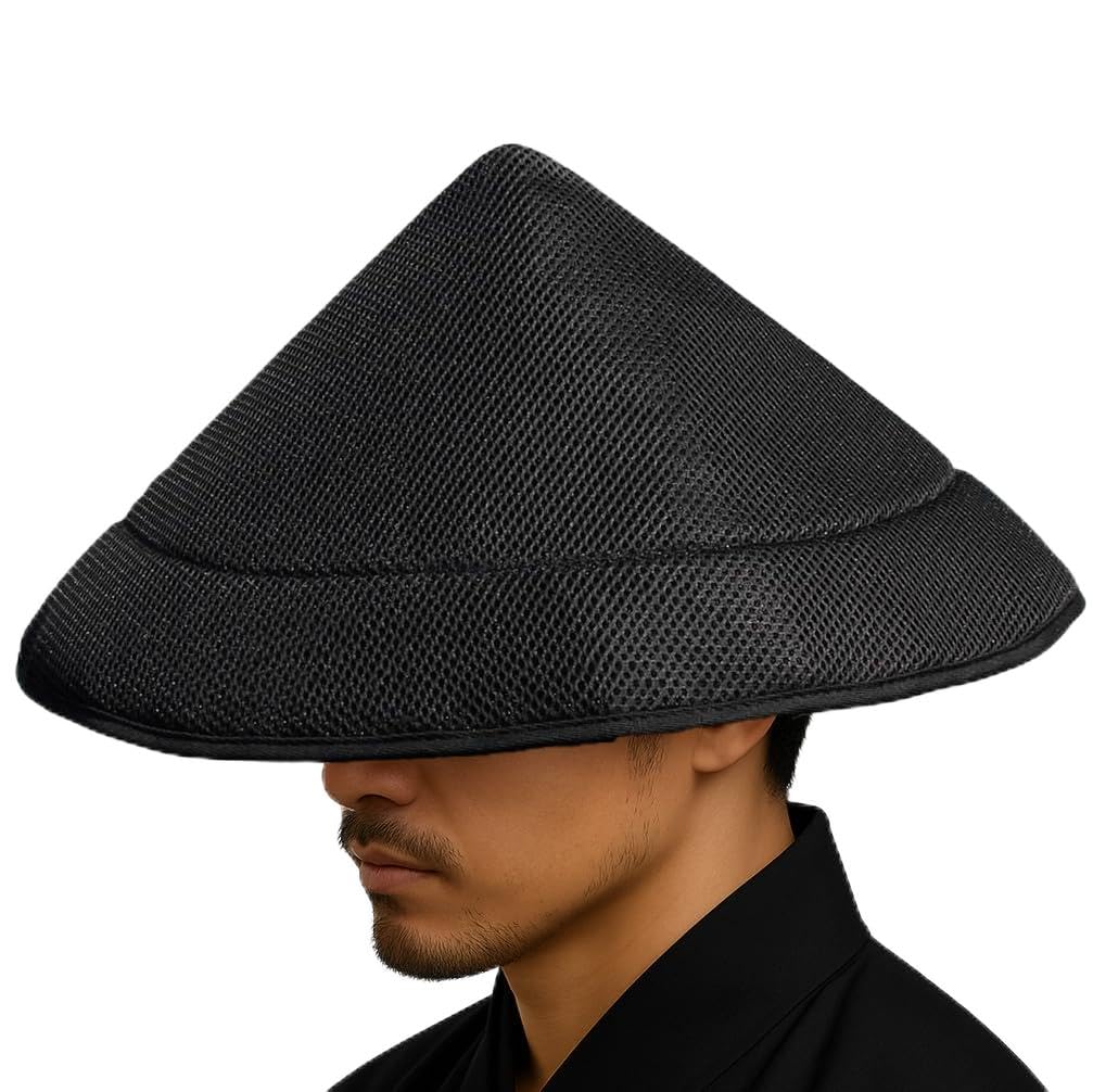 Black Sun Hat Samurai Mask Samurai Armor Samurai Hat Rice Hat Chinese Hat Japanese Hat Bamboo Hat Fishing Cap, Black, L