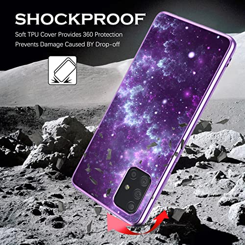 YINLAI Samsung Galaxy A71 Case Glow in The Dark Slim Fit Shockproof Protective Hybrid Hard PC Soft TPU Bumper Phone Cover for Samsung Galaxy A71, Purple Nebula - Image 2