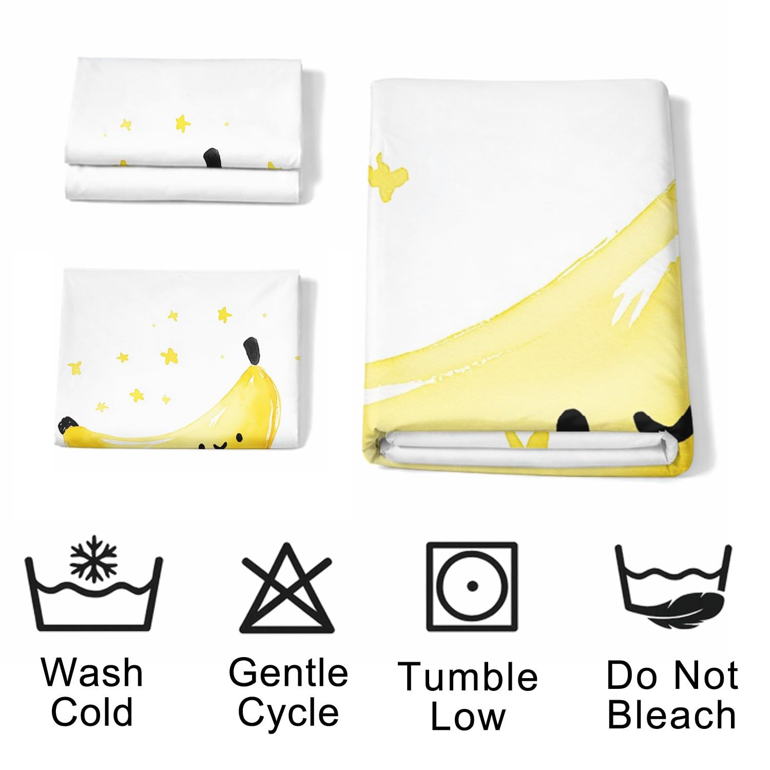 Banana Libro per bambini Copripiumino Cartoon Illustrazione Divertente Carino Copripiuminos, Acquerello Disegno a mano Educativo Facile da pulire, 150x200 Copripiumino Bianco für Ragazze & Ragazzi