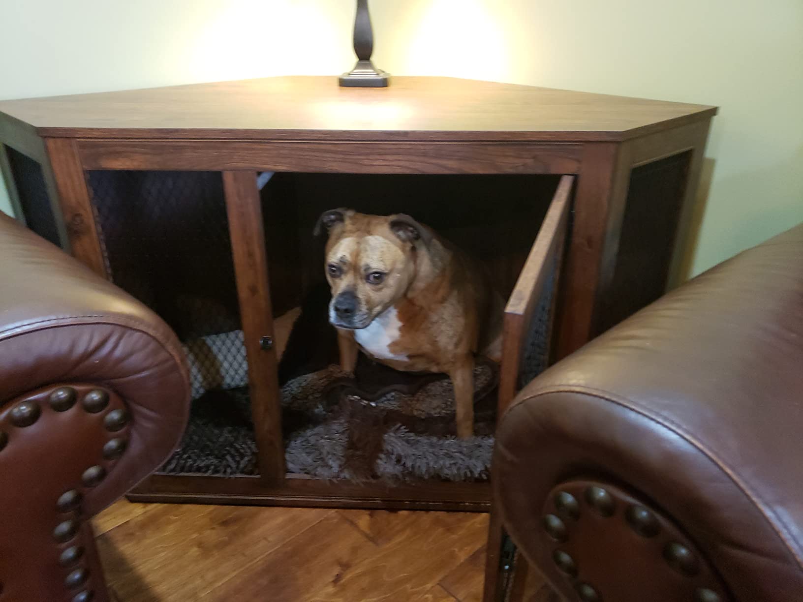 32/mo Finance unipaws Furniture Corner Dog Crate with Cushion, Dog