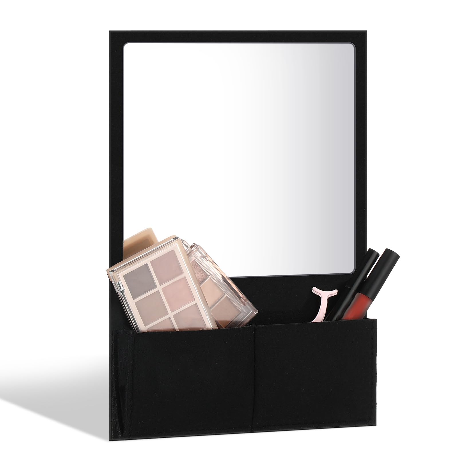 Wonderjune Magnetic Locker Mirror 7 x 6.7 Inch Magnet Mirror with Holder Bag Locker Organizer Accessories Decorations for Office Cabinet Bathroom