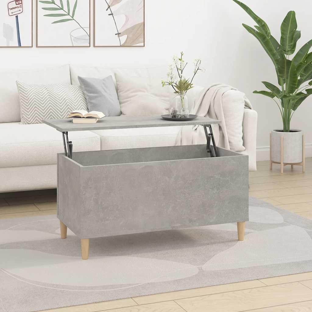 Tavolino Salotto Piano Sollevabile Grigio Cemento 90x44,5x45 cm