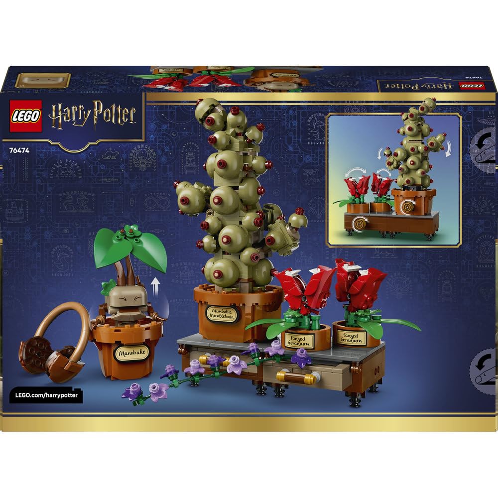 LEGO Harry Potter Rośliny z lekcji zielarstwa w Hogwarcie 76474 | Model roślin z Hogwartu, zestaw konstrukcyjny, prezent dla fana Harry’ego Pottera 12+, klocki dla dzieci, 817 elementów