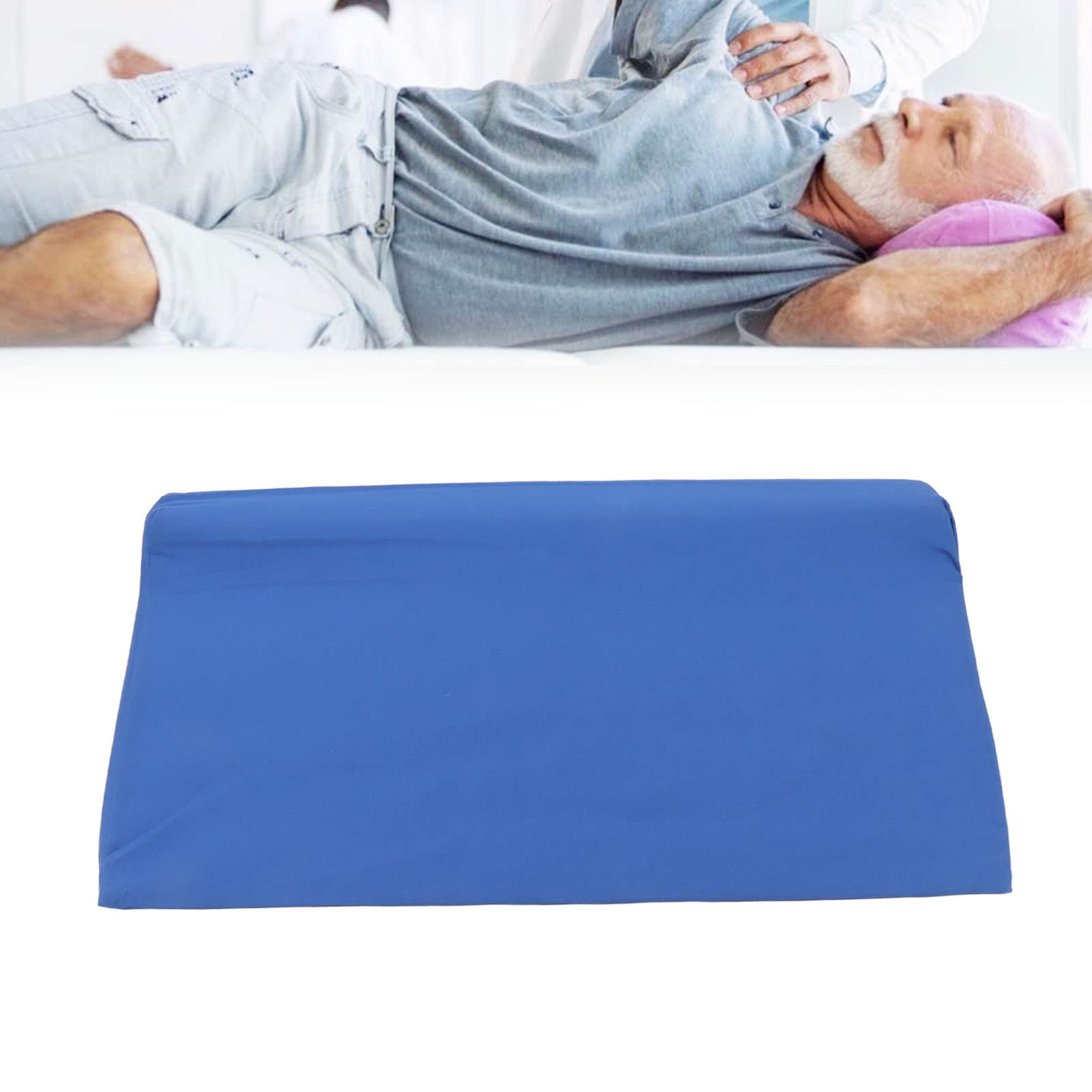 Blue Body Side Wedge Pillow with Hidden Zipper Anti Slip PU Leather Incline Side Wedge Pillow for Adults Side Sleeper Pregnancy Belly (60 * 25 * 20cm)