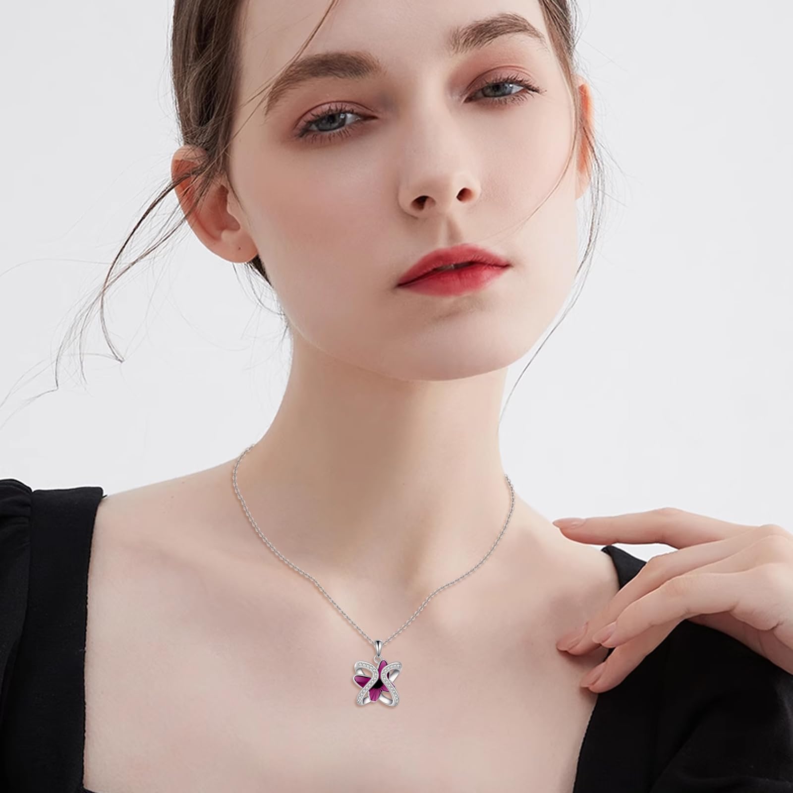 Schmetterling Kristall Halskette für Damen Sterling Silber Schmetterling Anhänger mit Swarovski Kristall Blau Schmetterling Geschenke für Schmetterling Liebhaber