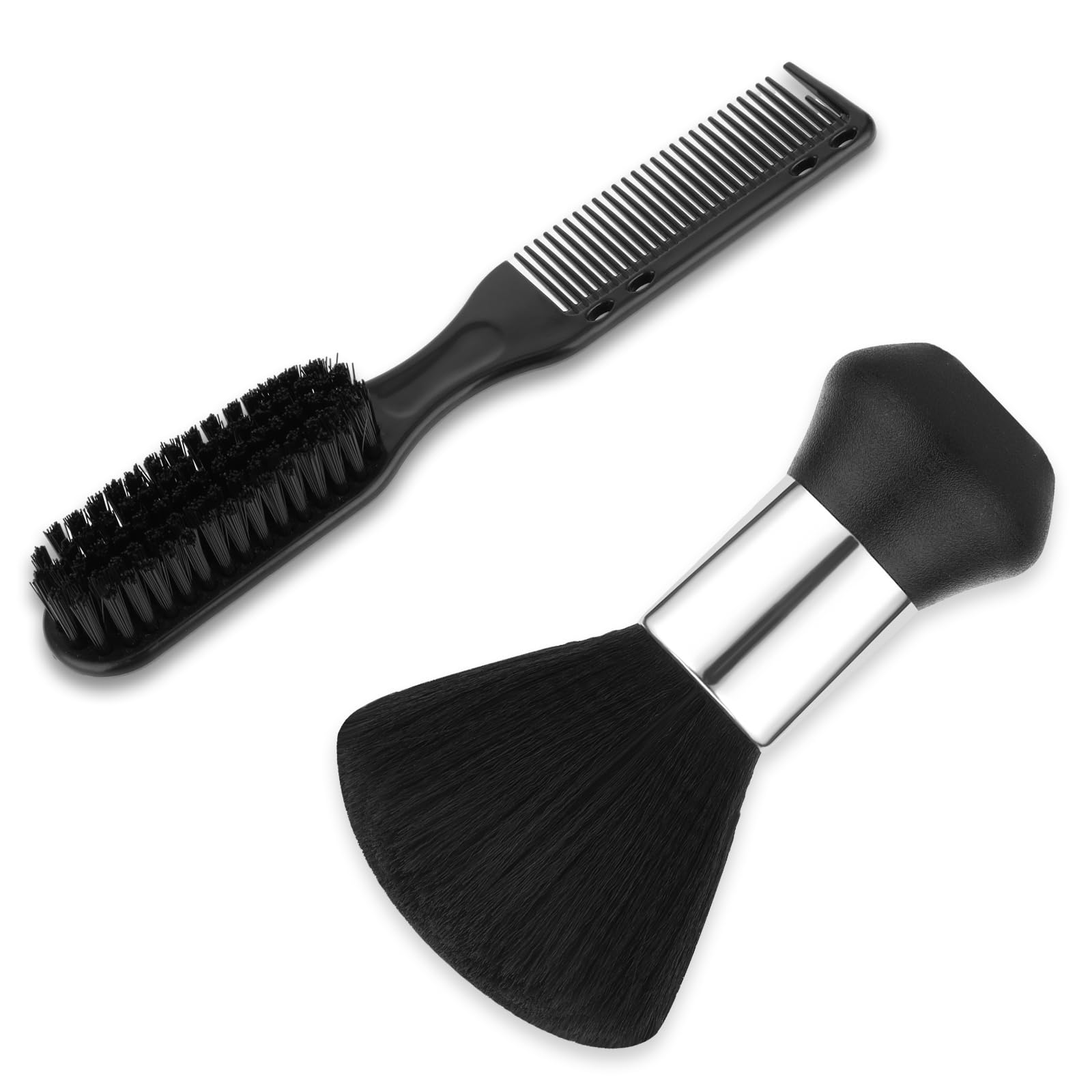 Cepillo para polvo de cuello de peluquero y cepillo de decoloración, cepillo profesional de limpieza de corte de pelo, herramienta de peinado de peluquero (juego redondo)