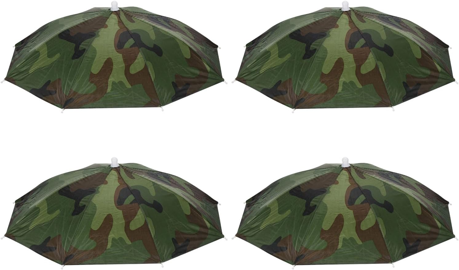 YOKIVE 4 Pack Umbrella Hat, Folded Sun Rain Caps Hand Free Fish Umbrella Hats Great for Hiking, Fishing, Camping, Sports (Camo, 20-Inch)