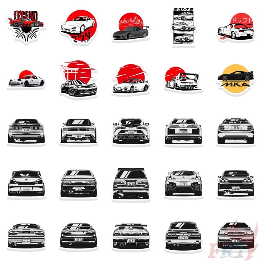 Image of Shivaduti JDM Car Stickers 50PCS - Vinyl Waterproof Decals for Laptop, Water Bottle, Skateboard - Car Enthusiast Stickers