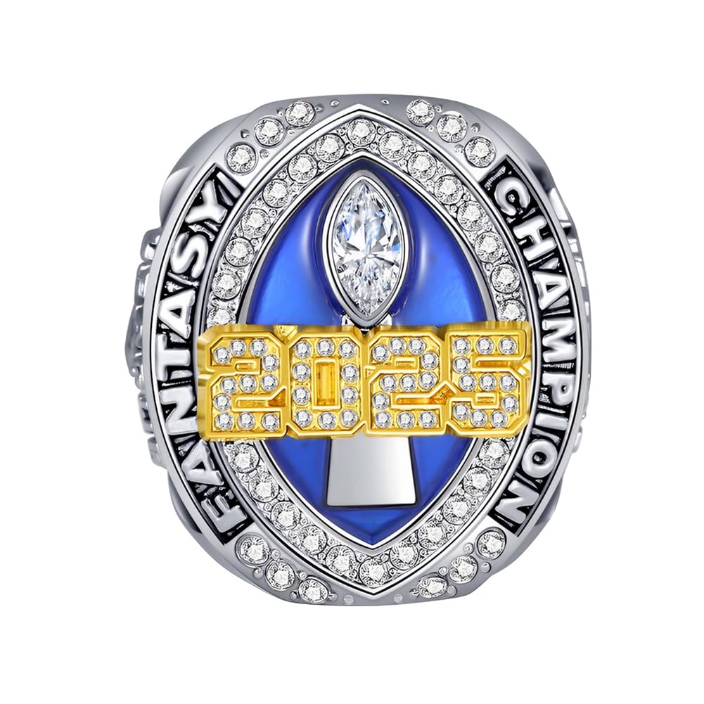 Bague de Championnat de Football Fantasy 2025 avec boîtes en Bois Bagues de Champion FFL Vitrines de Souvenirs de la Ligue de Rugby Ornements de vitrine Cadeaux pour ami Fan