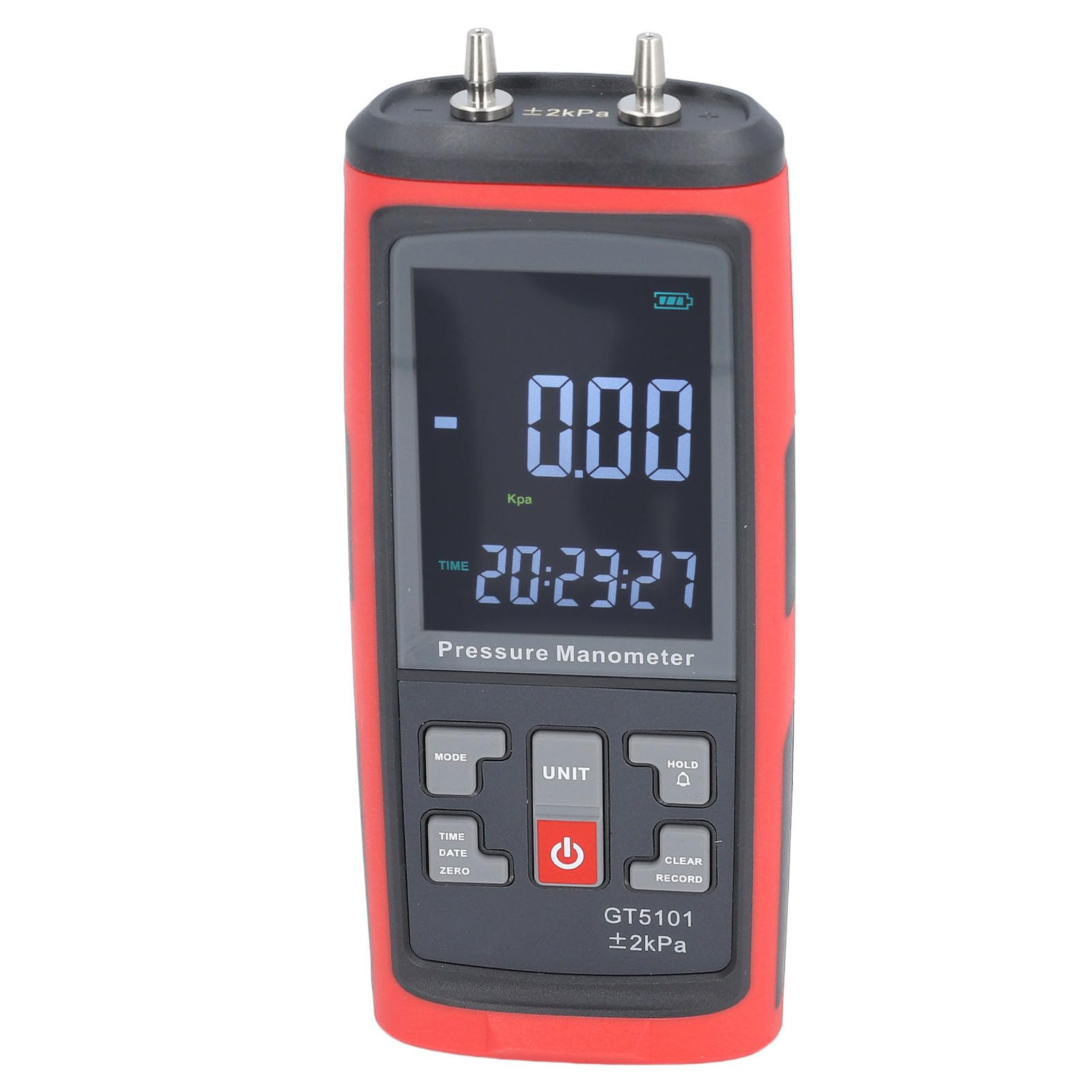 Hyuduo Manómetro Diferencial Digital, Carcasa de ABS con Retroiluminación LCD, Rango de 2KPa para Calderas HVAC, Salas Blancas, Calibración de Sistemas de Gas
