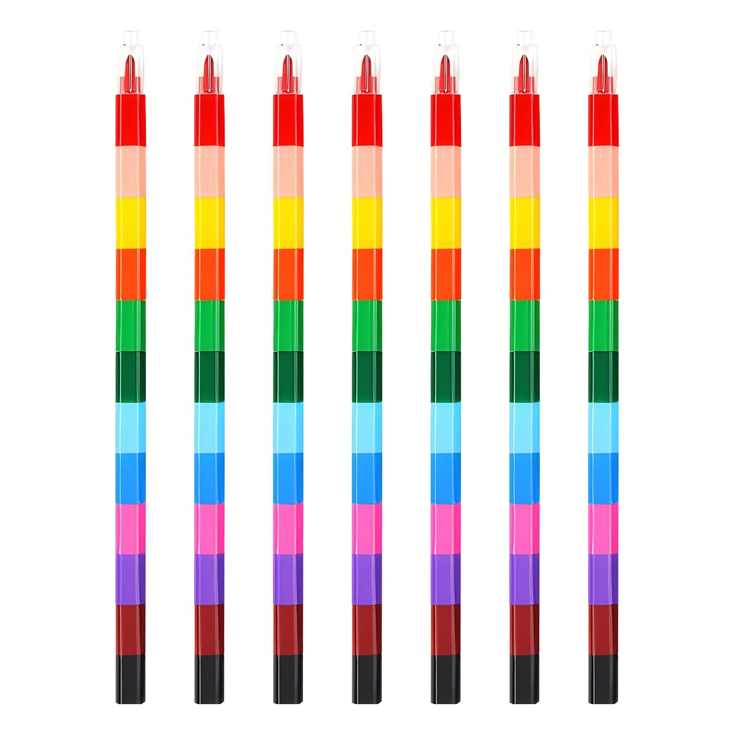 7 Lápices De Colores Apilables, Lápices De Cera Apilables, Lápices De Cera De Arcoíris, Bloques De Construcción, Lápices De Colores Enchufables Para Pintura, Regalo, Oficina