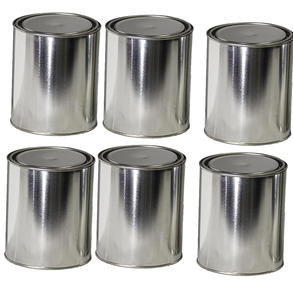Generic Empty Metal Quart Cans (6), Silver