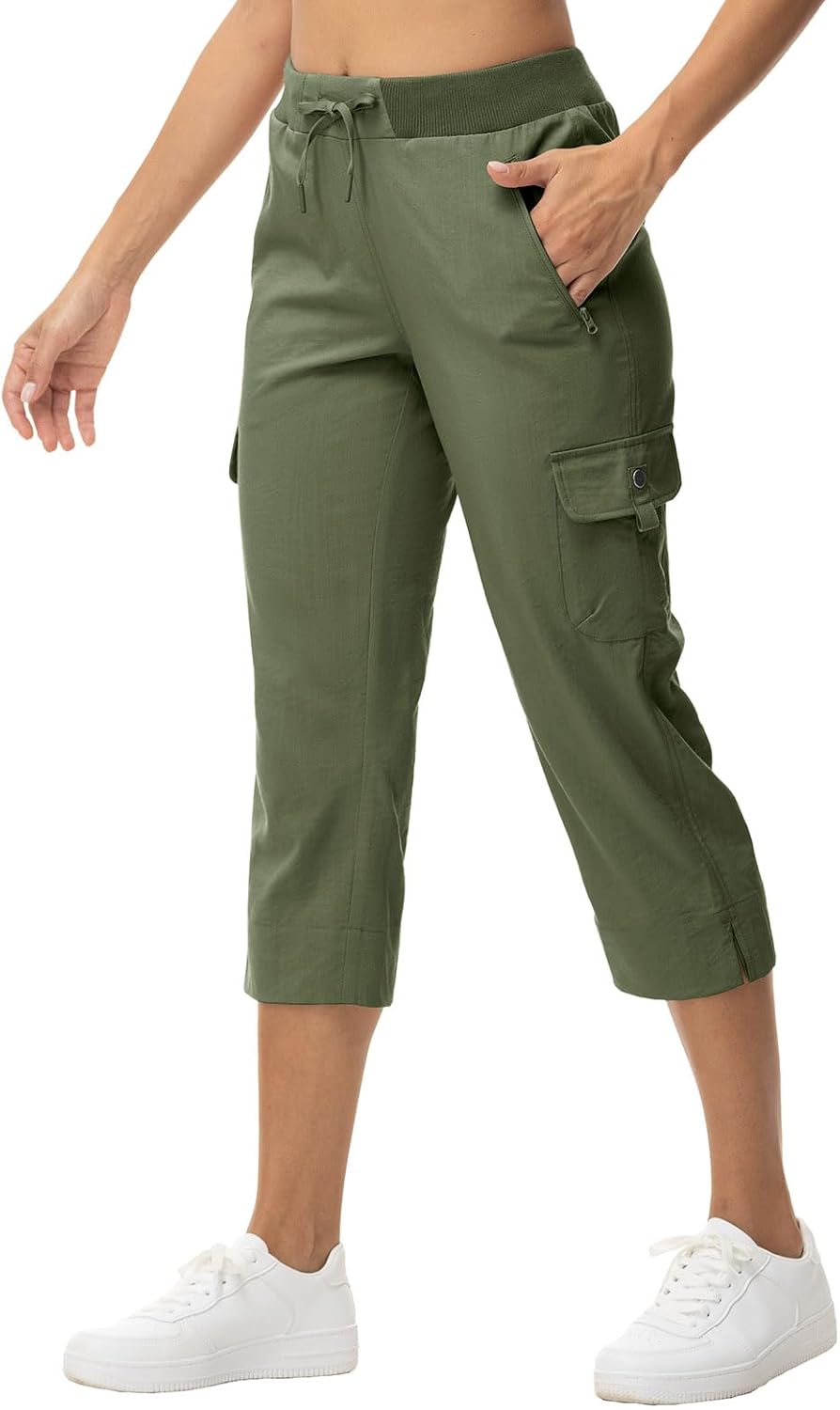 YSENTO Womens Cargo Capri Pants with 4 Pockets Summer Bottoms Lightweight Quick Dry Hiking Athletic Joggers - Image 4