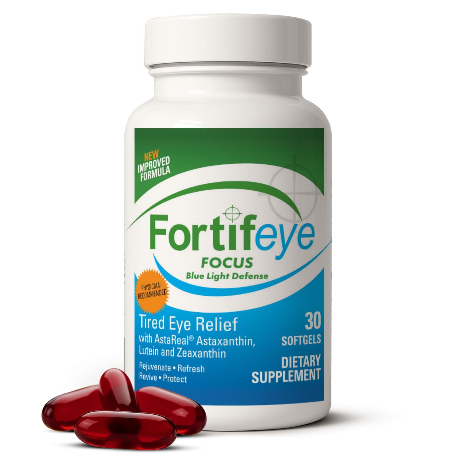 Fortifeye Focus Eye Care Supplement 30 Softgel Capsules - Triple Carotenoid Including Astaxanthin, Lutein, and Zeaxanthin Supplements, Eye Vitamins, Supports Eyes Fatigue and Blue Light Protection