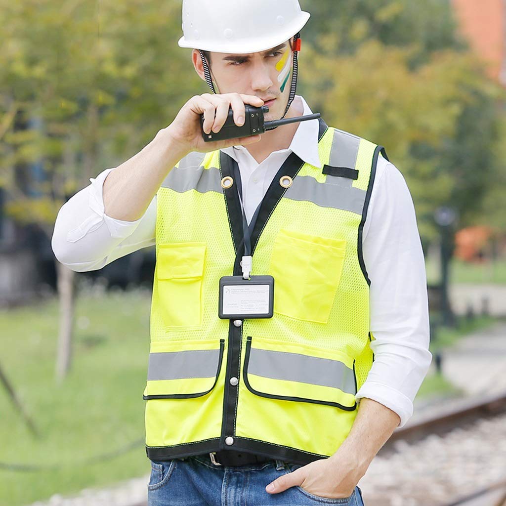 Chaleco de Seguridad para Hombres, Chaleco de Seguridad Reflectante Ligero y Transpirable por la Noche Ropa de Trabajo Chaleco de Seguridad de Alta Visibilidad 2 Piezas (Rojo Fluorescente, M)