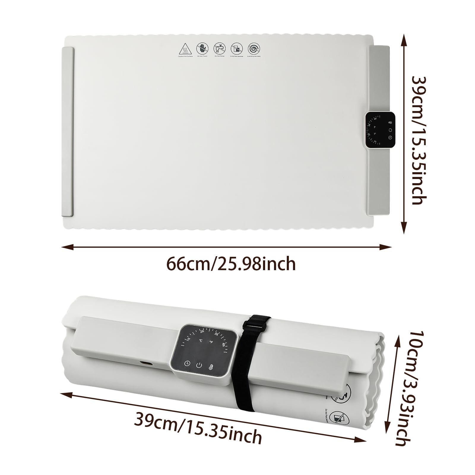 Bandeja Calentadora Eléctrica, Calentador de Alimentos de Silicona, Placa Calentadora de Alimentos Plegable con Temperatura Ajustable, Bandeja de Calentamiento de Alimentos para Familia