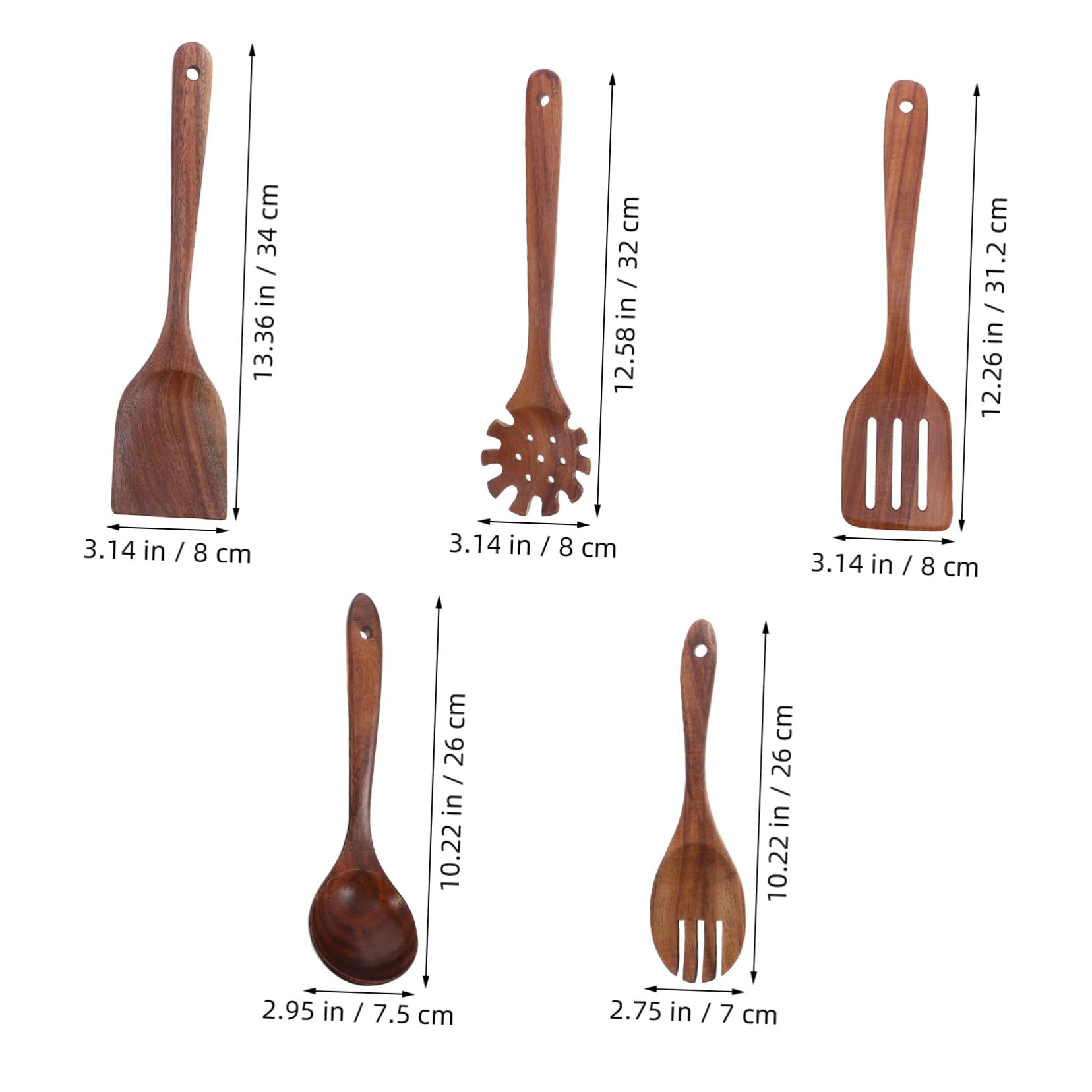 Cabilock Utensili da Cucina in Legno Cucchiaio Spatola per Friggere Mestolo per Servire Cucchiaio per Mescolare Paletta per Mescolare Utensili per Cucinare