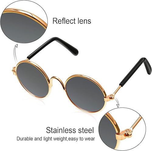 Miniatura 3 de 6 lentes de sol divertidos y lindos con diseño de gato pequeño para perros pequeños, clásicos, retro, circulares, de metal, príncipe, accesorios