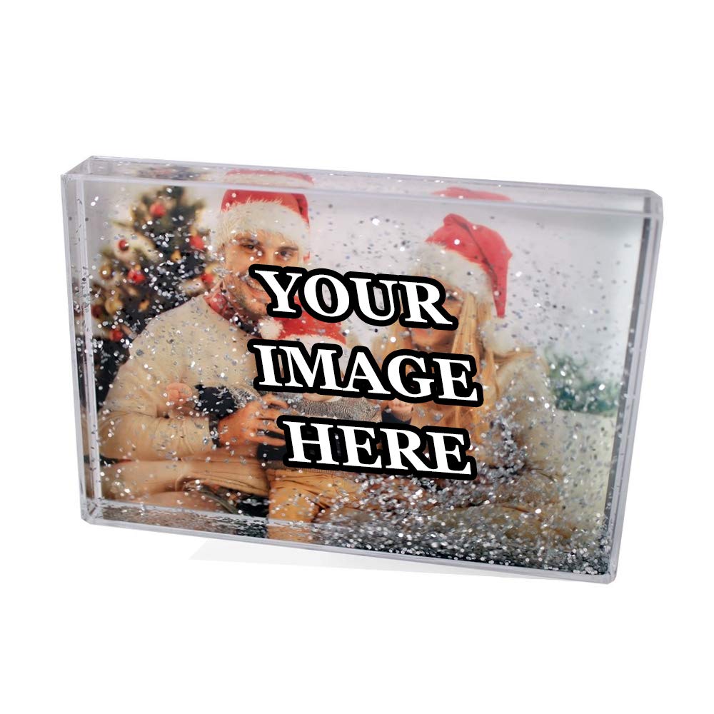 Getagift Pink Personalised With Your Own Image Wedding, Friendship, Valentine/Mothers Day Landscape And Portrait Novelty Globe Snow Glitter Photo Frame.