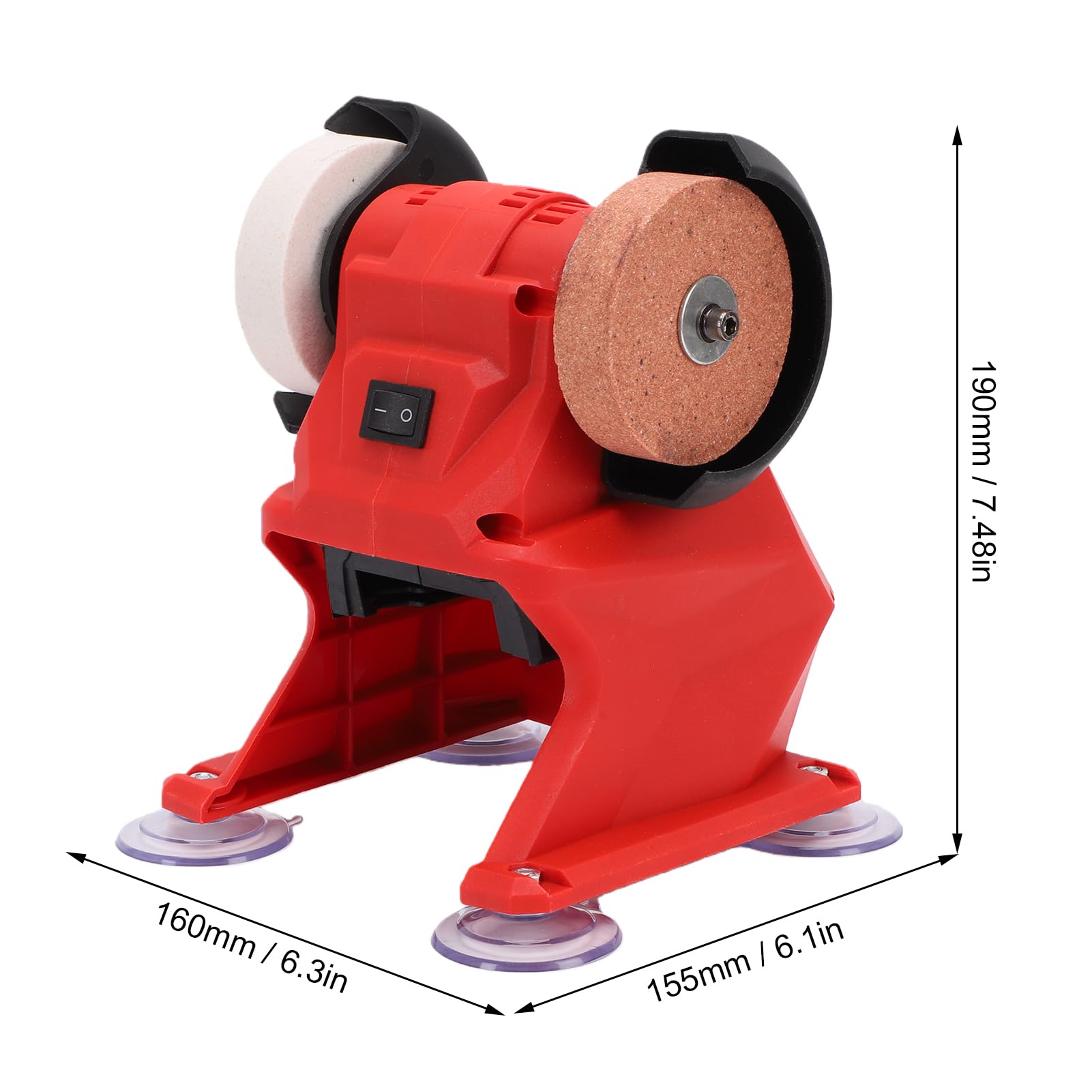 Asixxsix Mini Amoladora de Banco, Lijadora Pulidora Inalámbrica con Batería de 5500 RPM y 18 V con Ruedas de Corindón Fino y Grueso Cubierta Protectora de Metal para Eliminar óxid