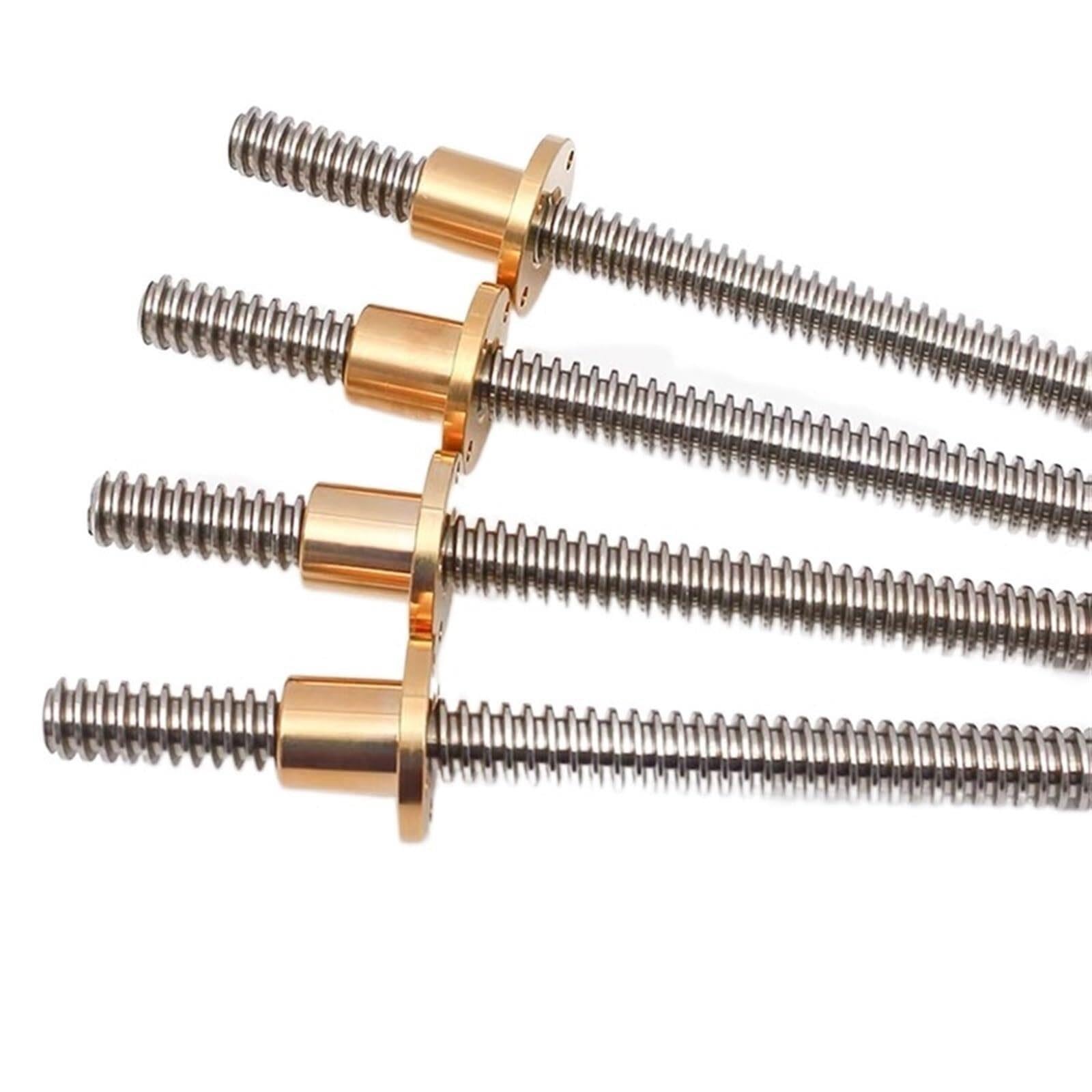 Husillo trapezoidal T16 con tuerca de latón, acero inoxidable, paso 2-4mm